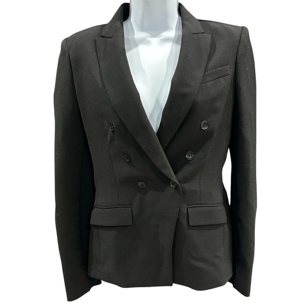 BCBG Maxazria M Jacket Blazer Black Hayden Shoulder Pads Button Good Condition